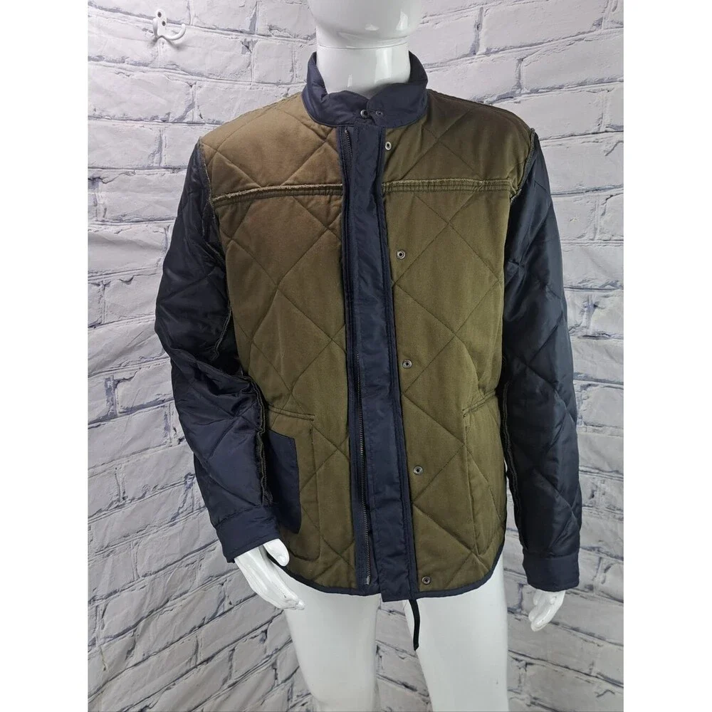 J. Crew Men's Quilted Jacket Coat Outerwear Navy Lined Filled Large